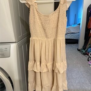 Cream Ruffled Women’s Dress